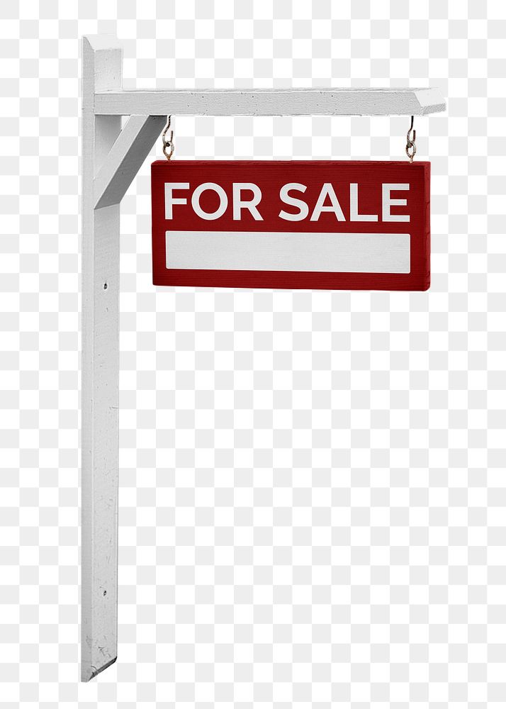 For sale png sign, real estate yard advertisement on transparent background