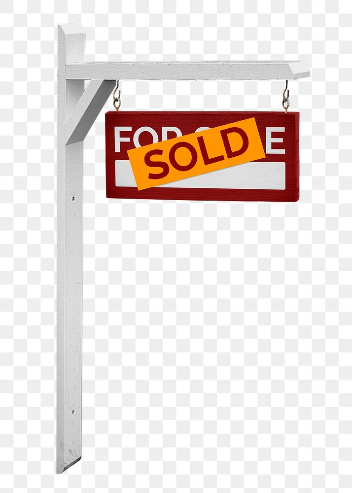 Sold sign png, real estate clipart on transparent background
