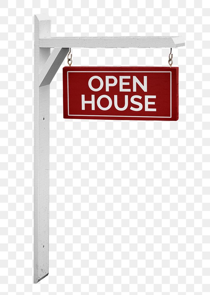 Open house png sign, real estate yard advertisement on transparent background