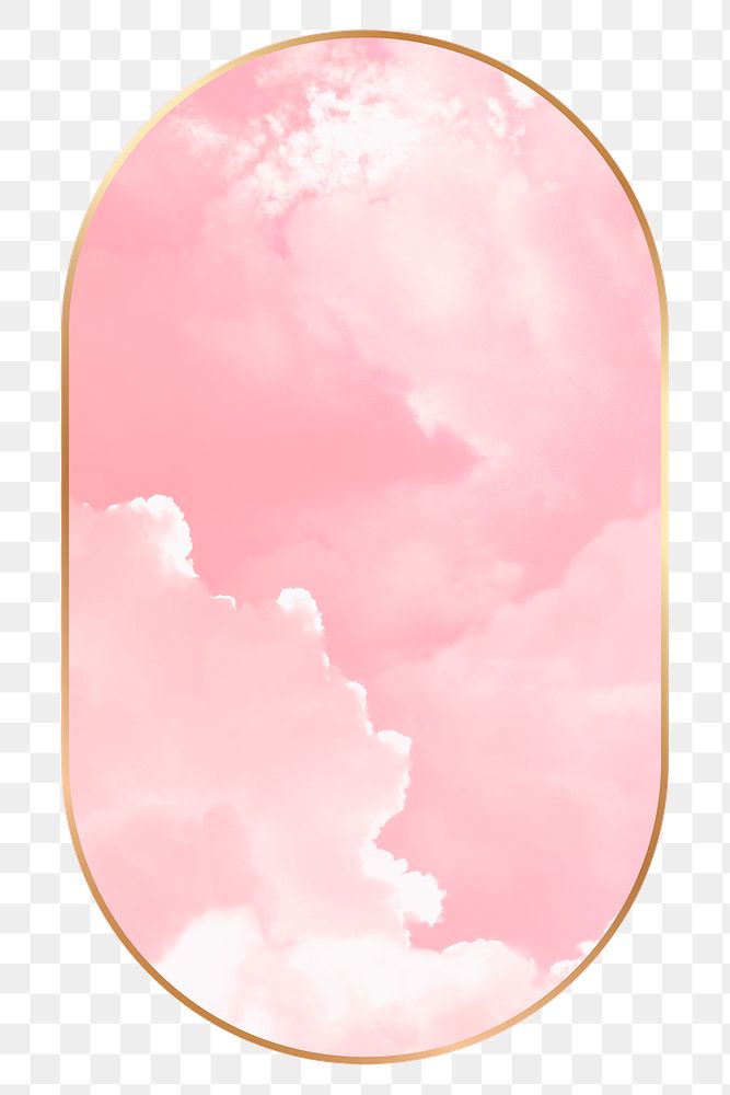 Png gold frame, dreamy nature on transparent background