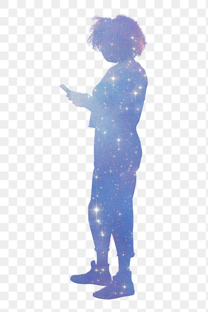 Galaxy woman png silhouette clipart, transparent background