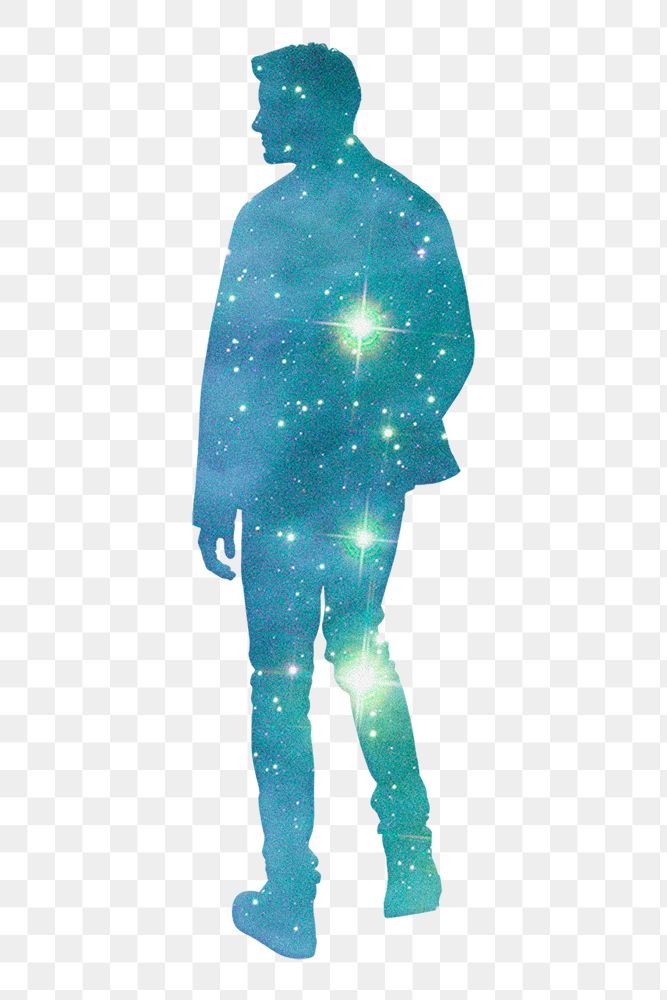 Png aesthetic holographic man sticker, transparent background