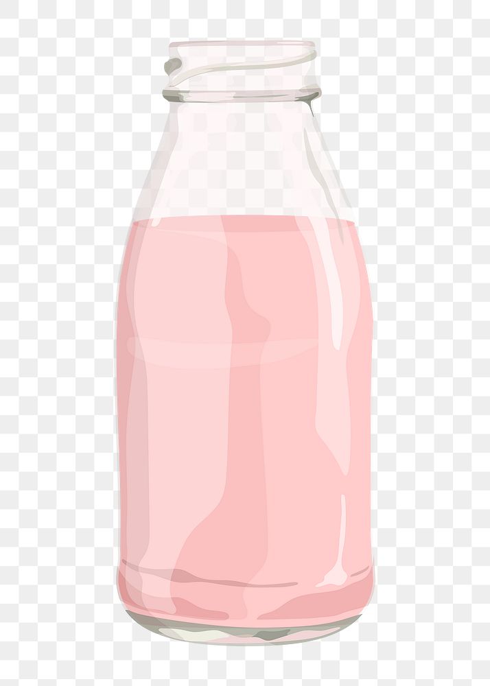 Strawberry milk png sticker, drink illustration on transparent background