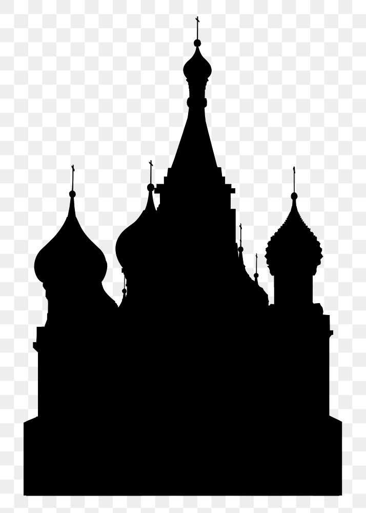 Saint Basil's Cathedral png silhouette, Russian architecture, transparent background