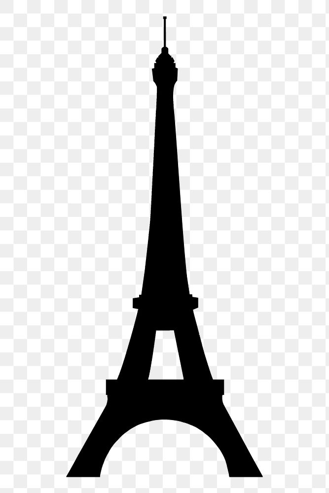 Eiffel Tower png silhouette, popular tourist attraction in Paris, transparent background