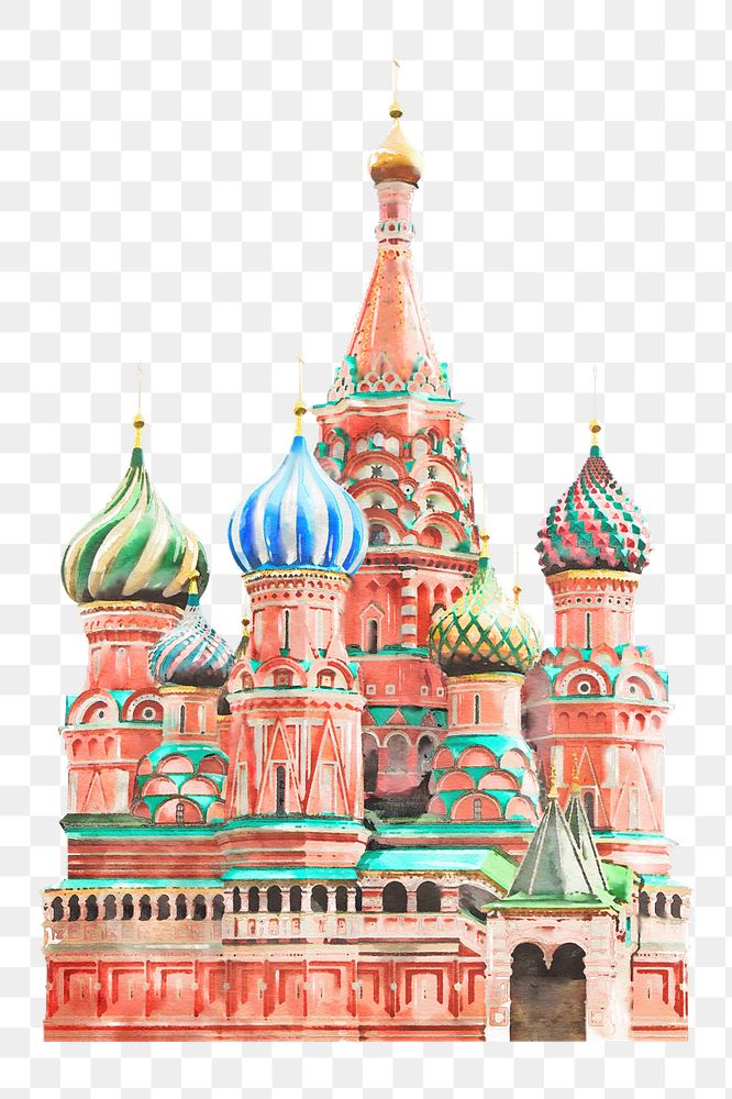 St. Basil's Cathedral png watercolor illustration, tourist attraction, transparent background