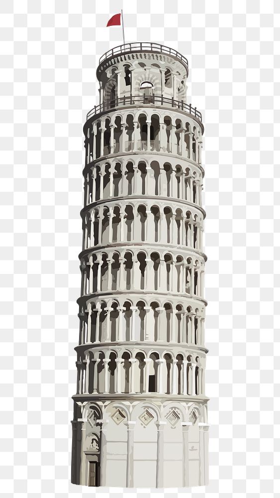 Leaning Tower png illustration, Italian architecture vectorize, transparent background