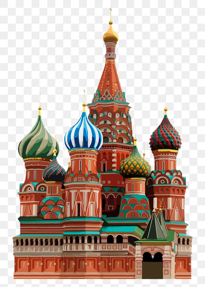 St. Basil's Cathedral png aesthetic illustration, vectorize tourist attraction, transparent background