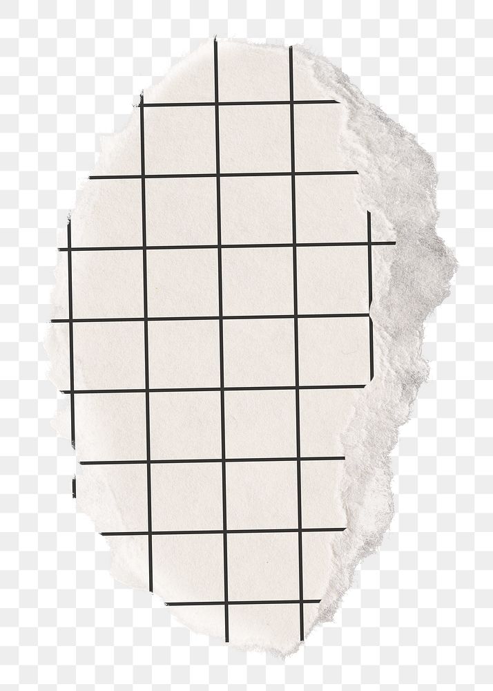Torn grid paper png sticker, textured collage element on transparent background