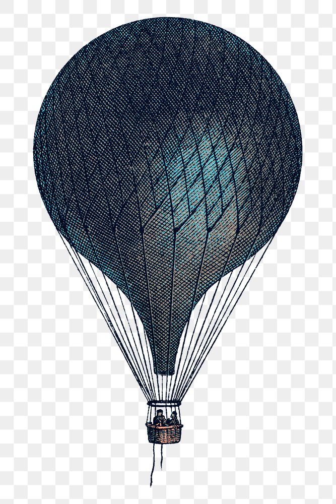 Hot air balloon png clipart, vintage transportation on transparent background