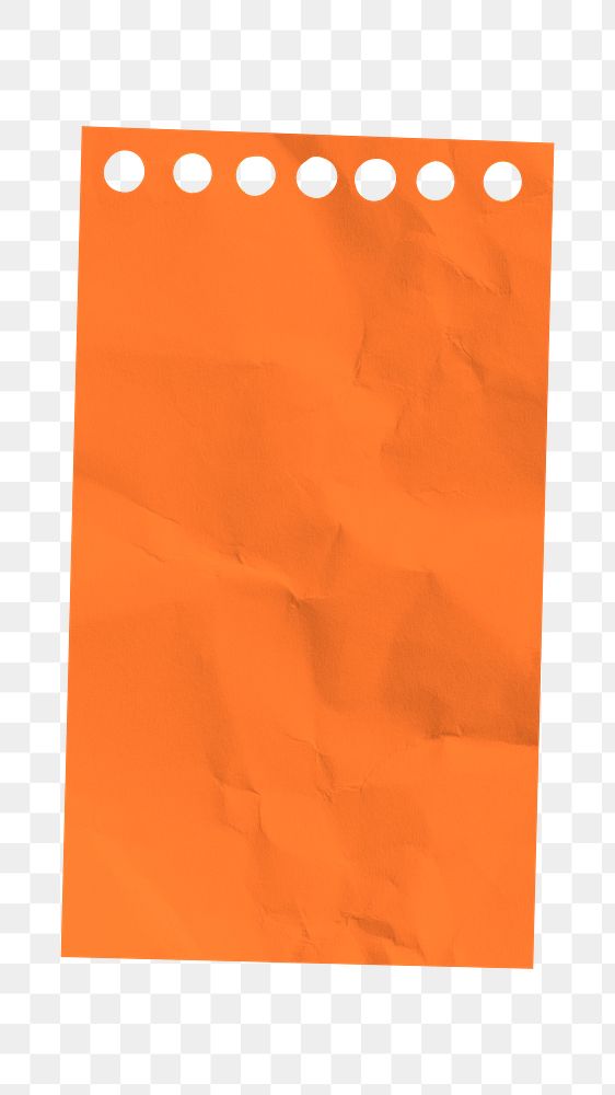 PNG orange crumpled paper, stationery collage element, transparent background