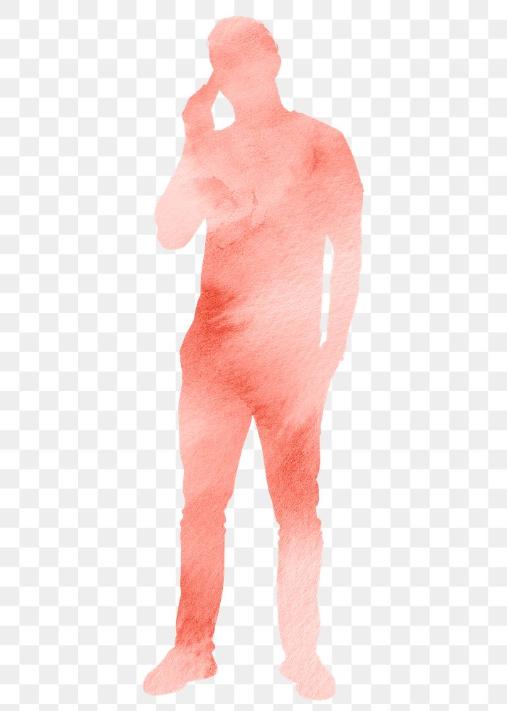 Man on phone png silhouette clipart, pastel tie dye design