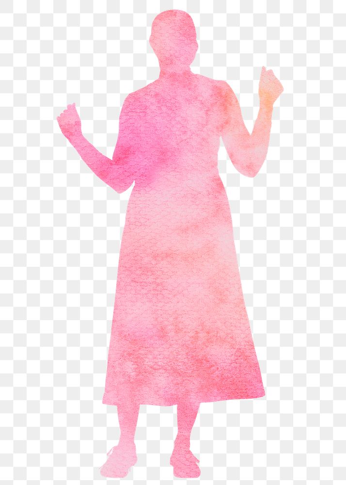 Pink woman png silhouette clipart, dancing gesture