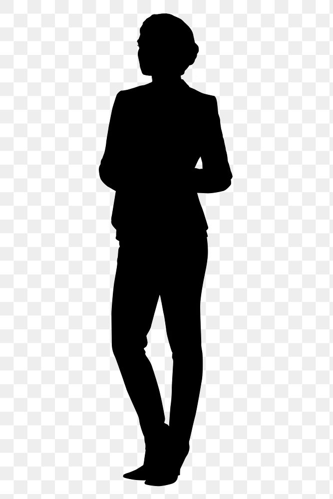 Business woman png silhouette clipart, black design