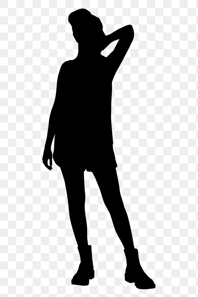 Black woman png silhouette clipart, fashion pose