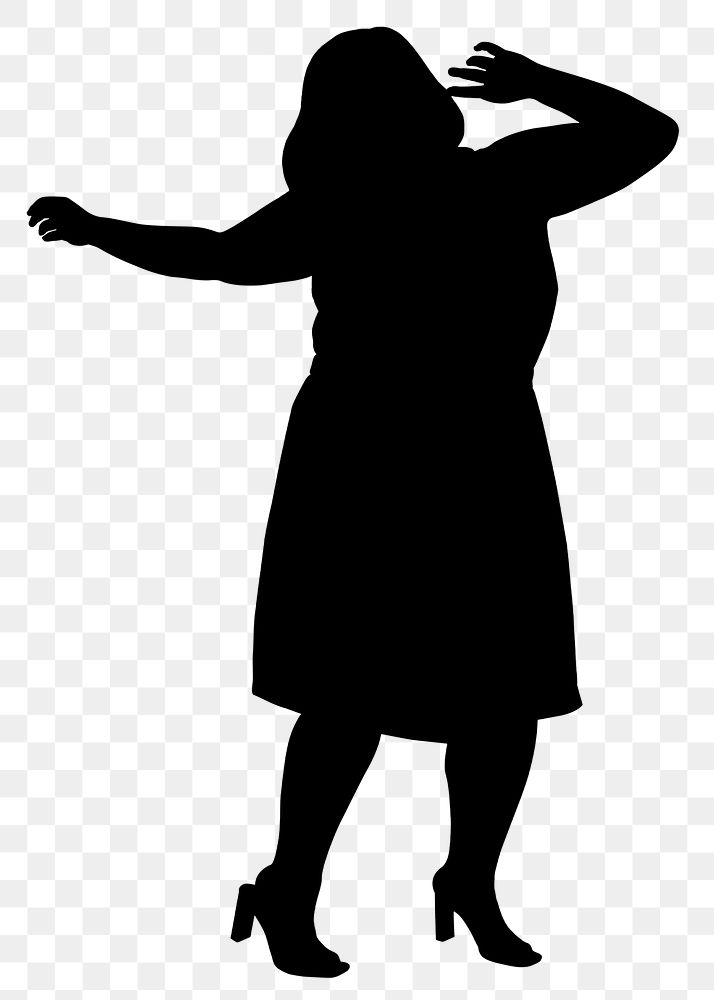 Plus size woman png silhouette clipart, self-confidence concept