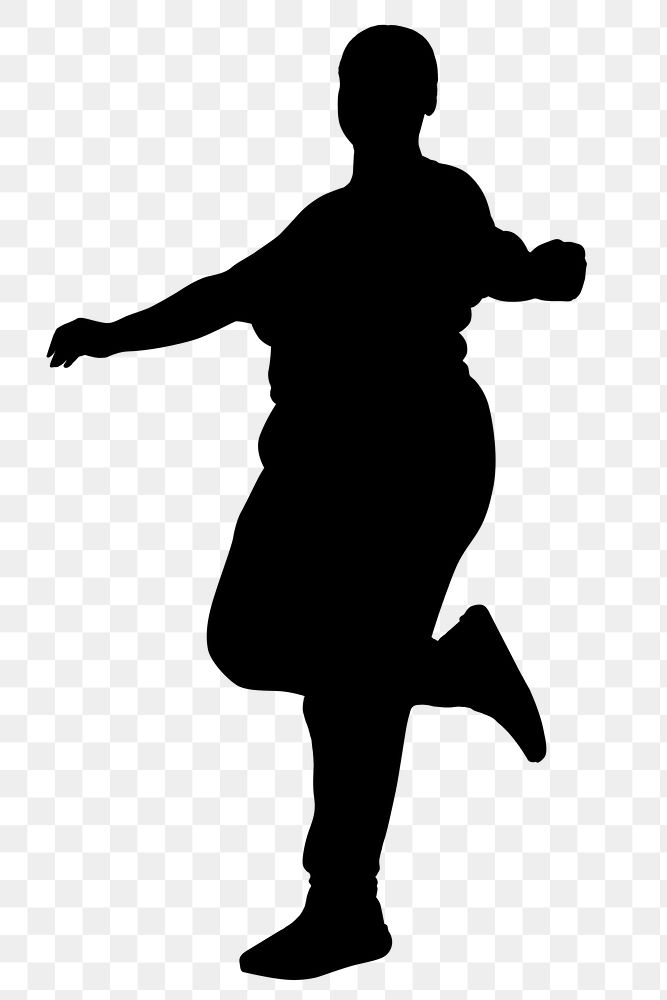 Chubby woman png dancing silhouette clipart, self-love concept