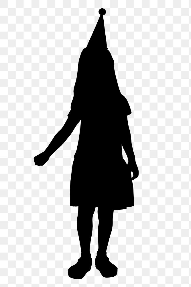 Girl png in party hat silhouette clipart, birthday celebration