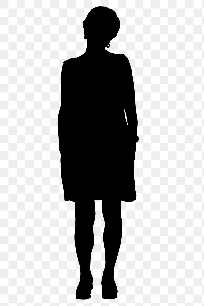 Black woman png silhouette clipart, standing gesture