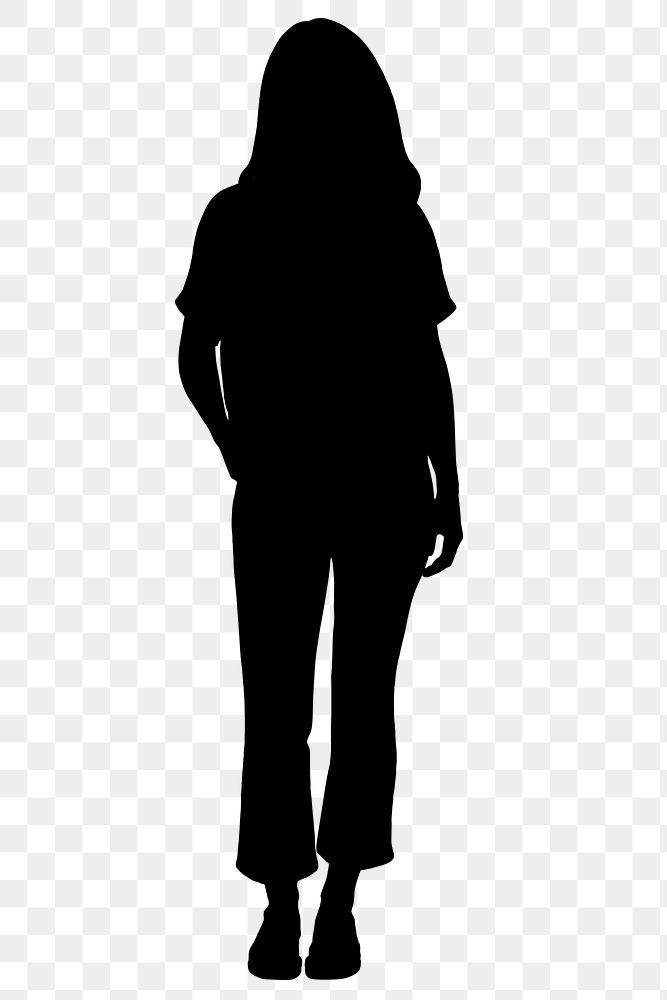 Woman silhouette png clipart, hand in pocket gesture
