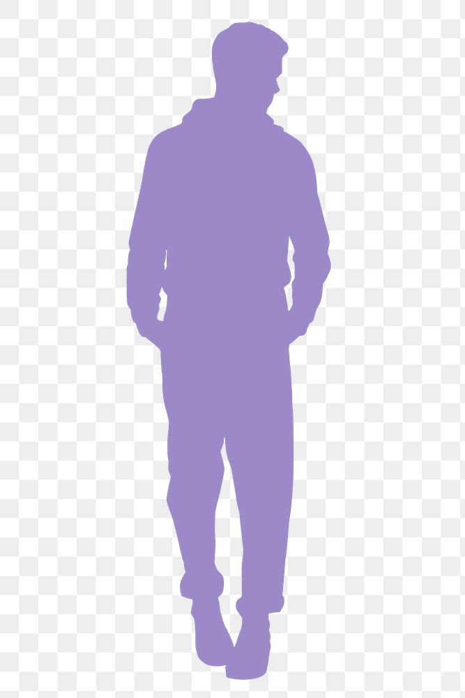 Purple man png silhouette sticker, transparent background