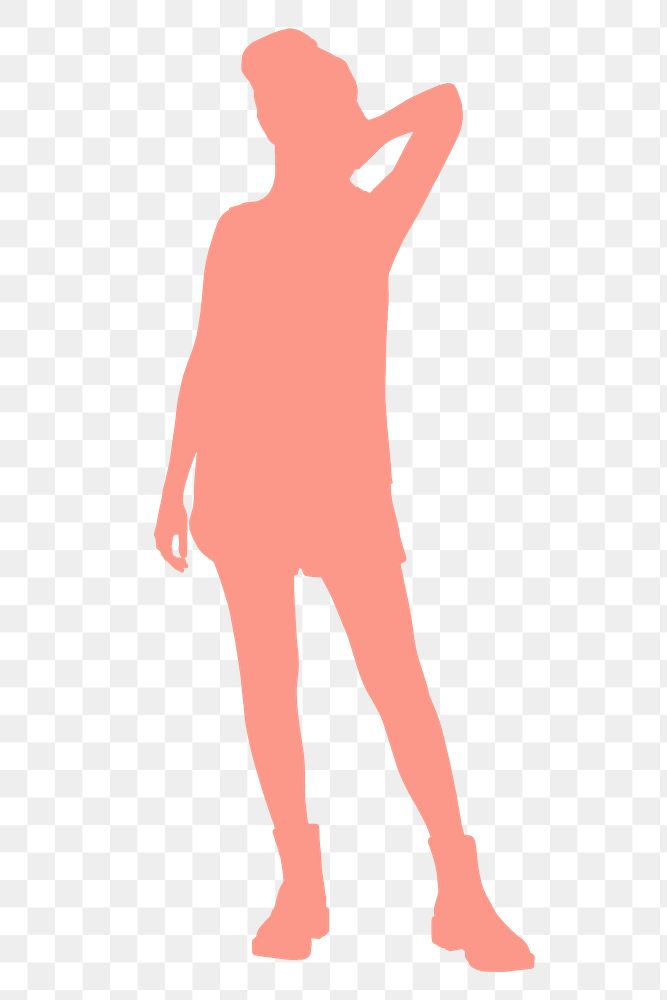 Orange woman png silhouette clipart, fashion pose