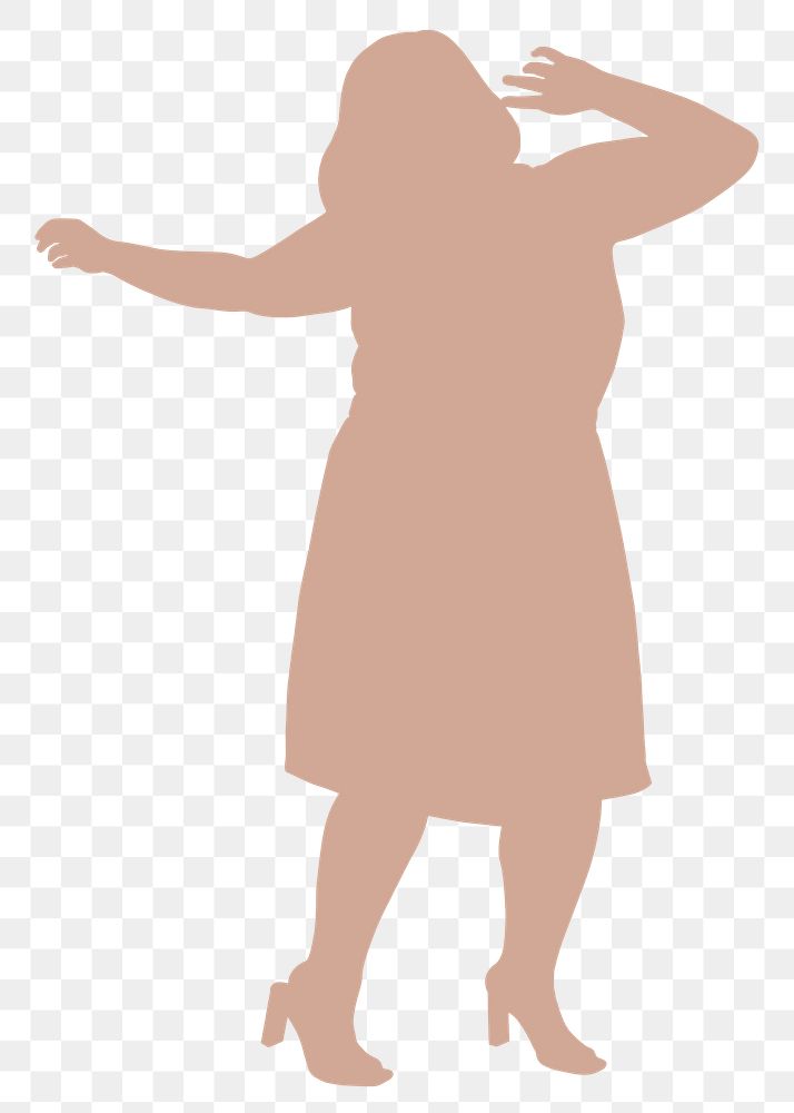 Plus size woman png silhouette clipart, self-confidence concept