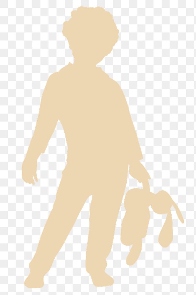 Boy png holding bunny silhouette clipart, pastel design