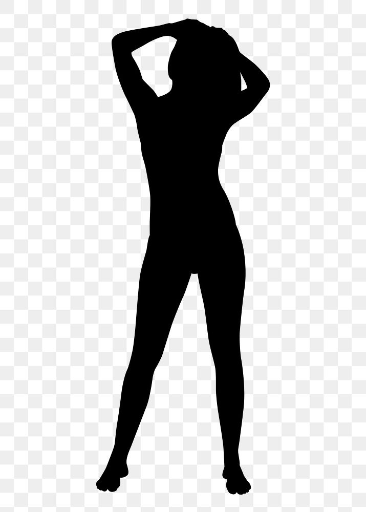 Sexy woman png pose silhouette clipart, body gesture on transparent background
