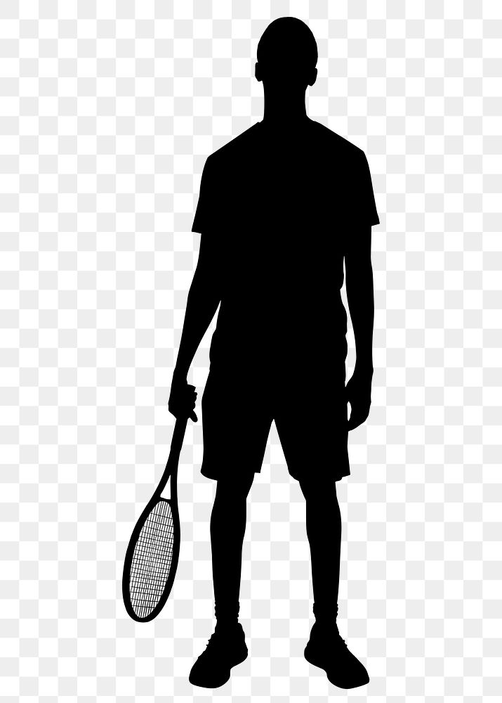 Male tennis player png silhouette, sport concept illustration, transparent background
