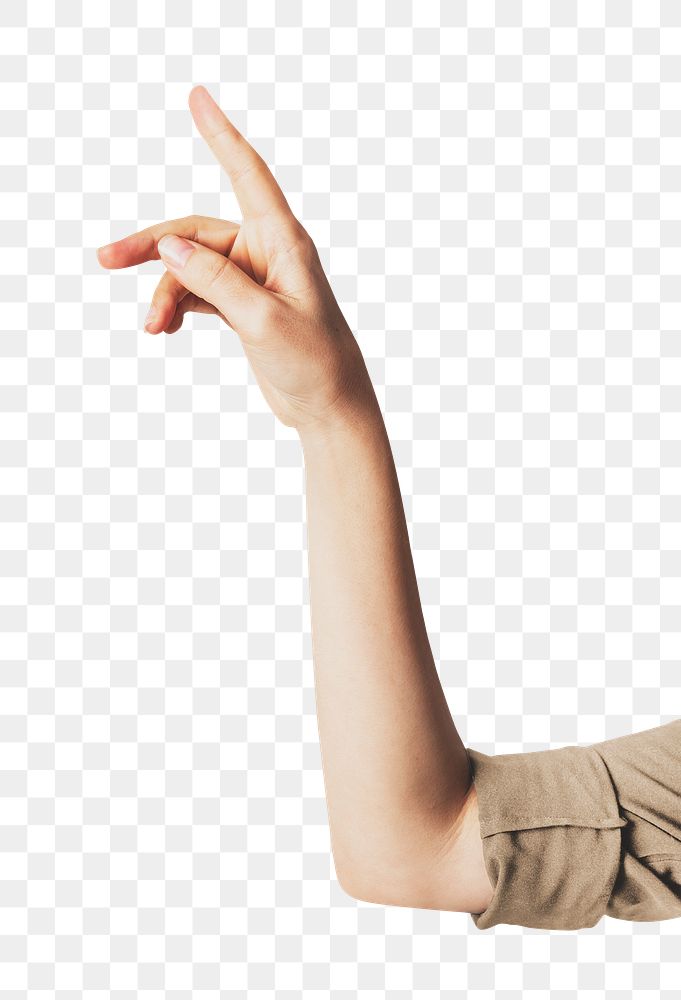 Woman pointing png sticker, transparent background