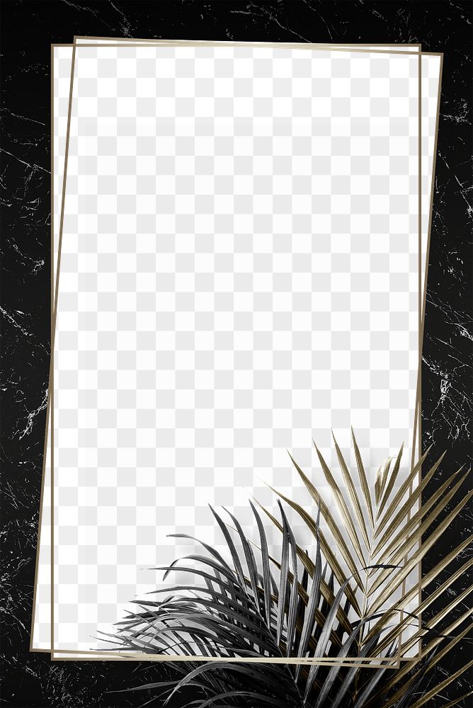 Palm leaf on a black frame design element