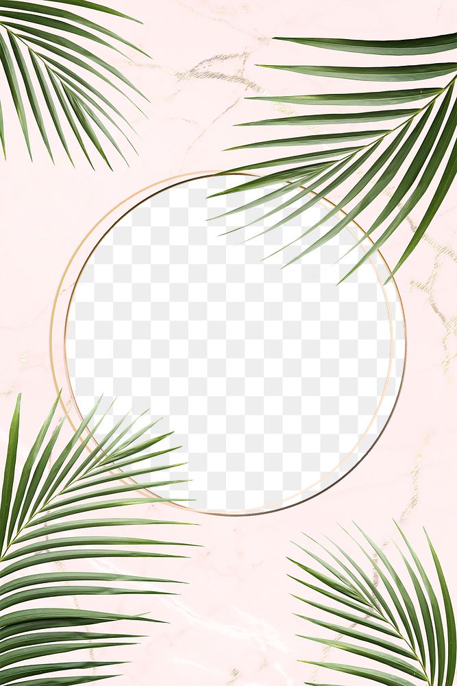 Palm leaves with a gold frame design element
