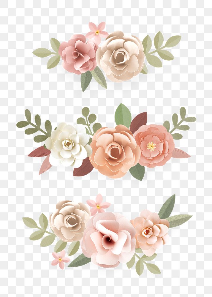 Paper craft flower collection transparent png