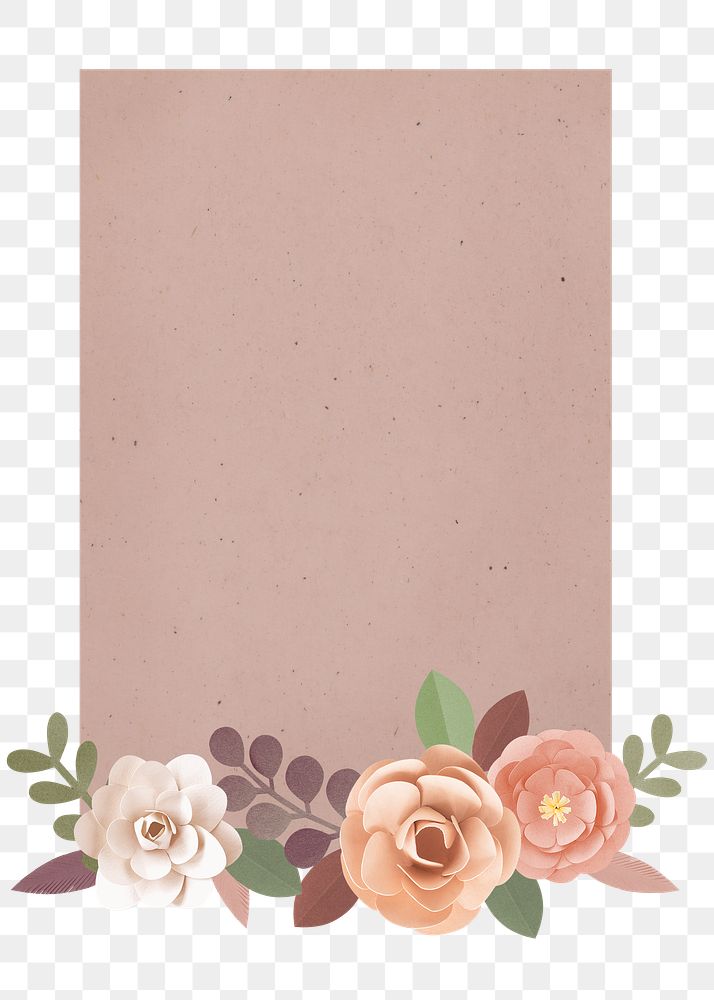 Papercraft flower border on a brown background design element