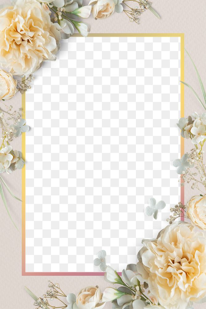 Blank blooming floral frame design element