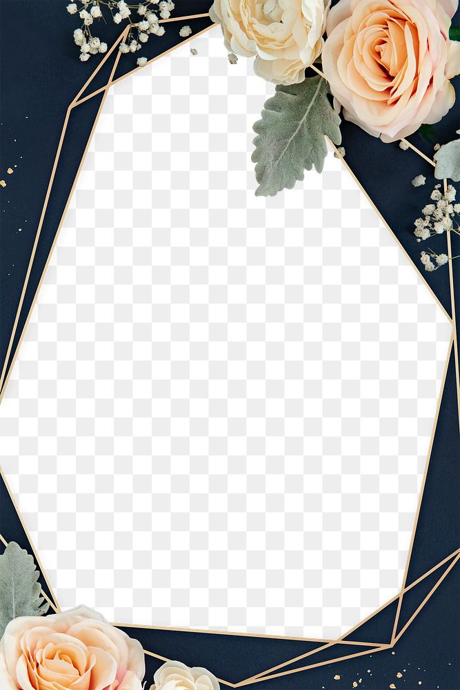 Floral rosy golden frame design element