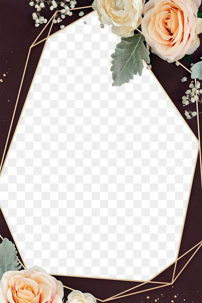 Golden blooming floral frame design element