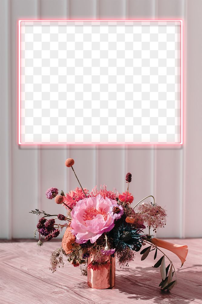 Pink neon frame  design element
