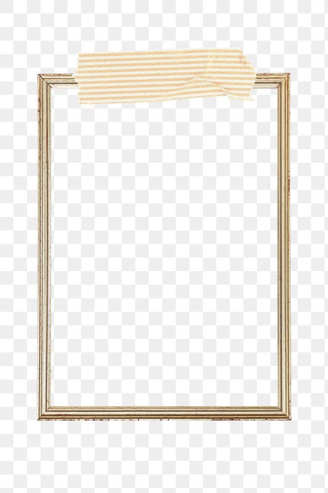 Rectangle gold frame stitch with a yellow stripes Washi tape transparent png