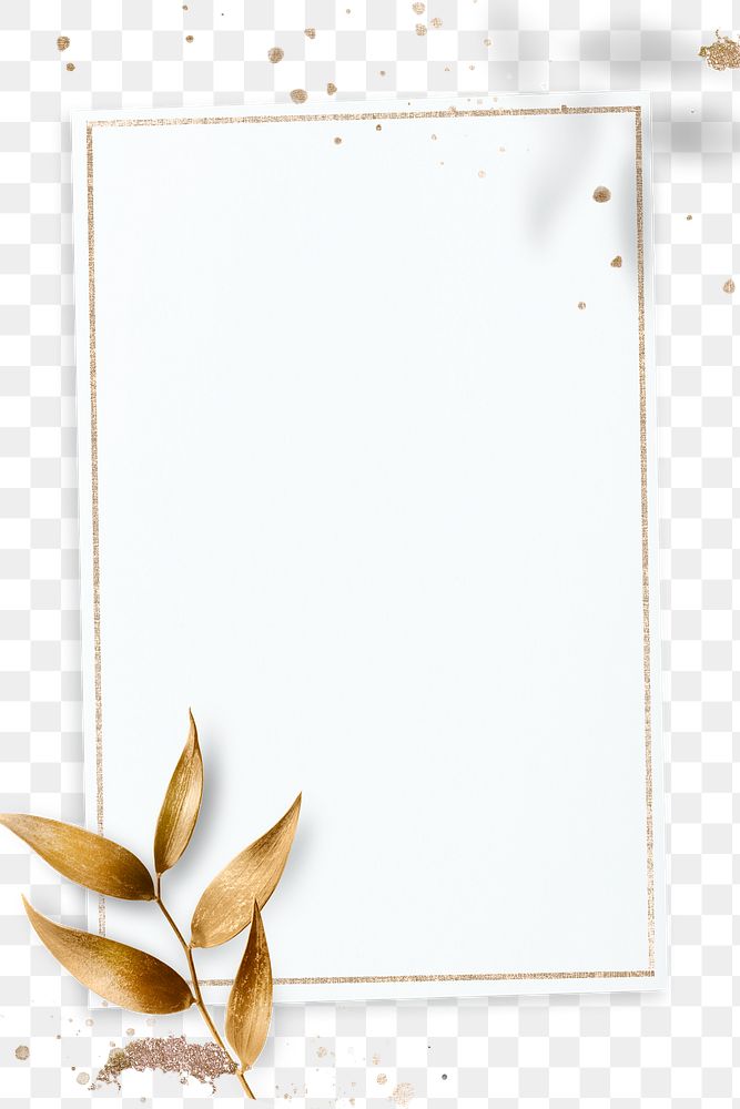 Golden olive leaves with rectangle frame design element