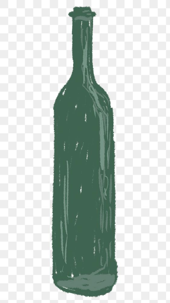 Green glass bottle element transparent png
