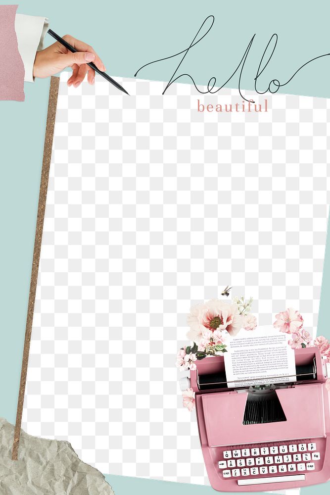 Floral Feminine Scrapbook Collage With A Typewriter Premium Png Rawpixel