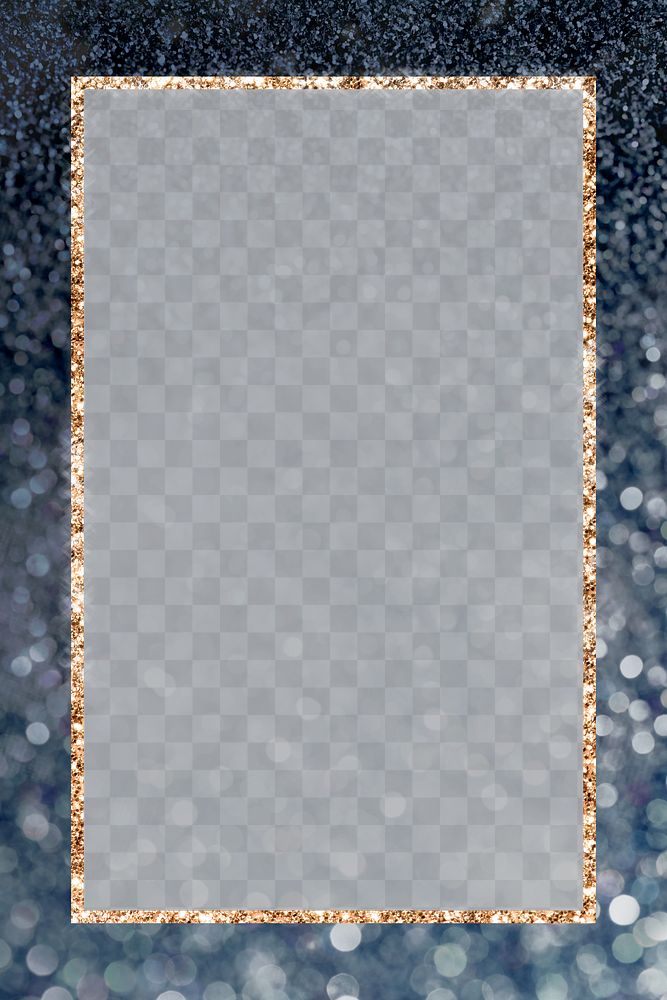 Golden glittery rectangle frame transparent png