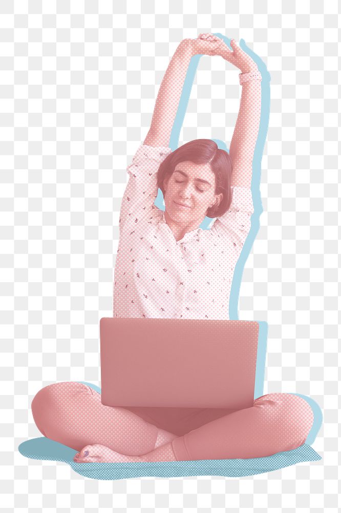 Woman working from home during covid-19 transparent png