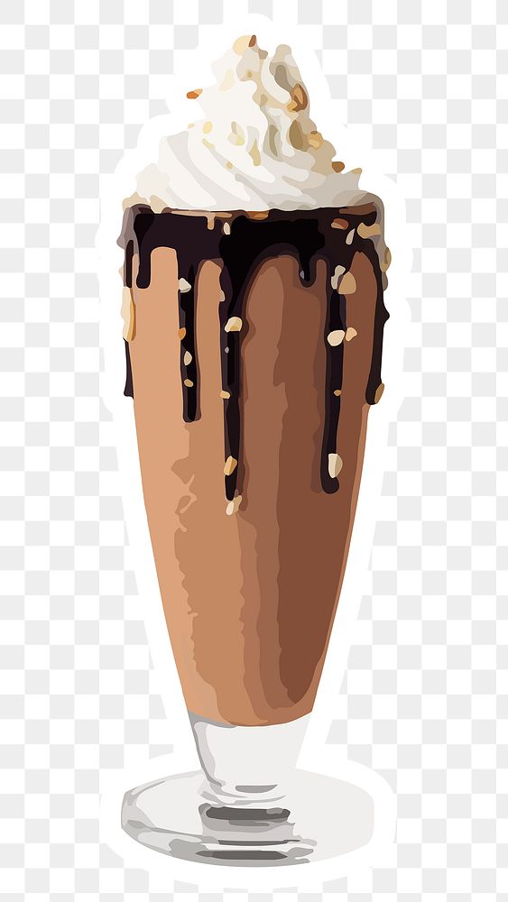 Vectorized Chocolate milkshake sticker with a white border