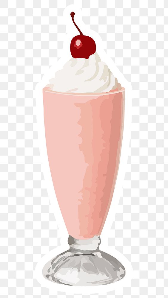  Vectorized Strawberry milkshake with a maraschino cherry
