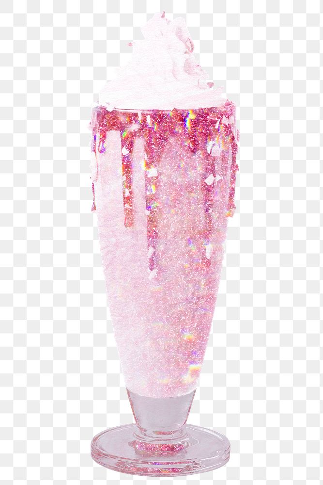 Pink holographic milkshake design element