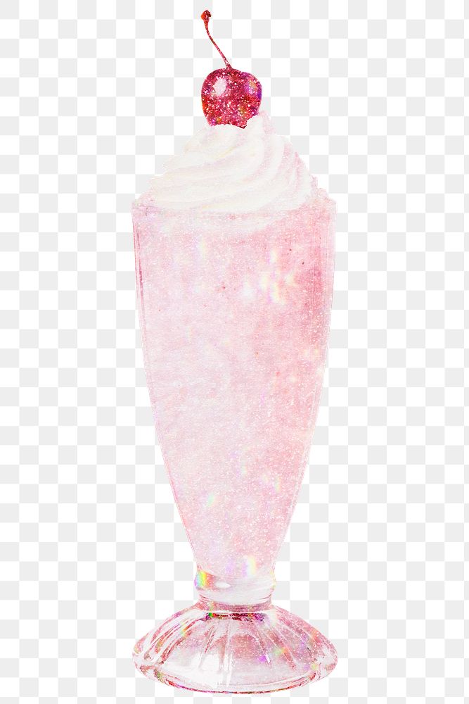 Pink holographic milkshake design element