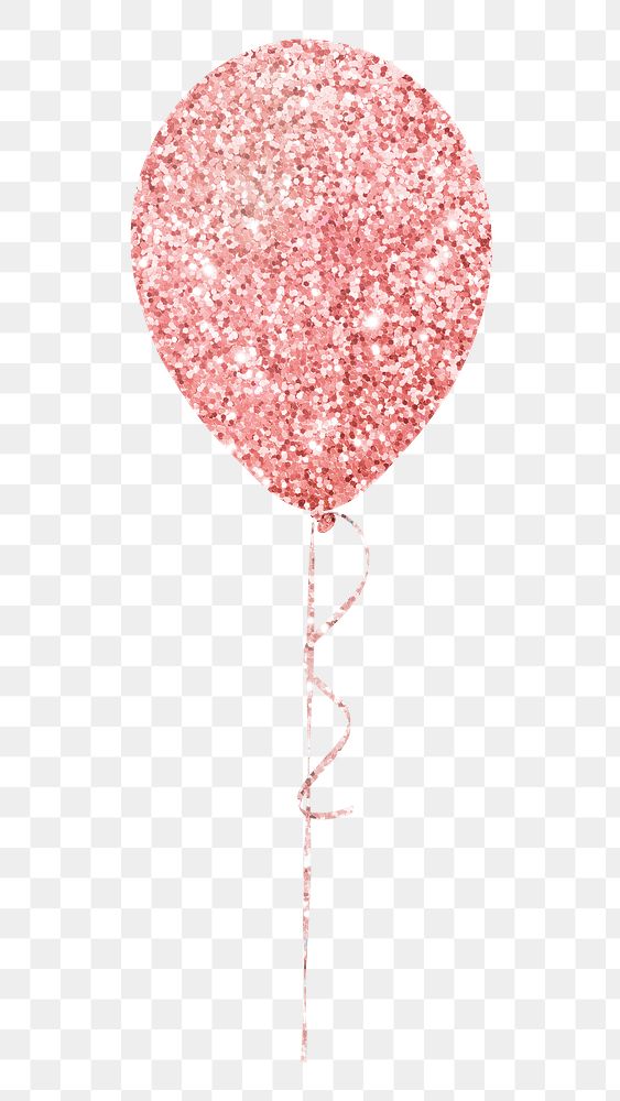 Glittery pink balloon sticker overlay design element 